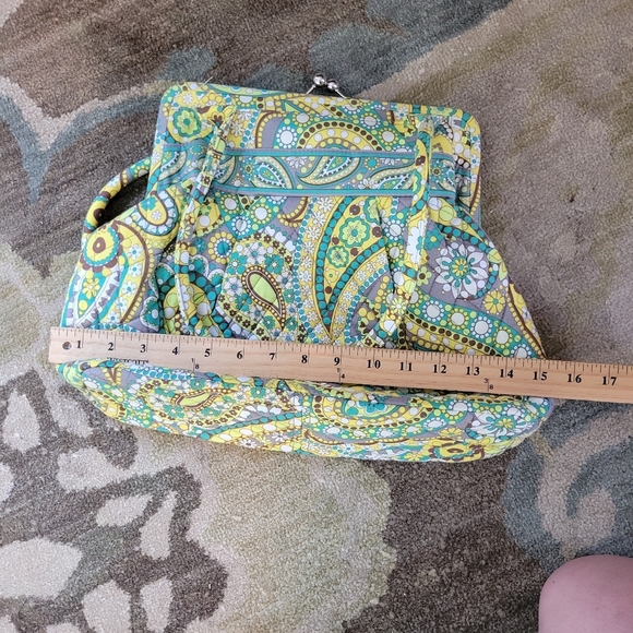 Vera Bradley Alice Lemon Parfait Handbag Purse‎ Snap Top Paisley Yellow Green - Picture 6 of 9